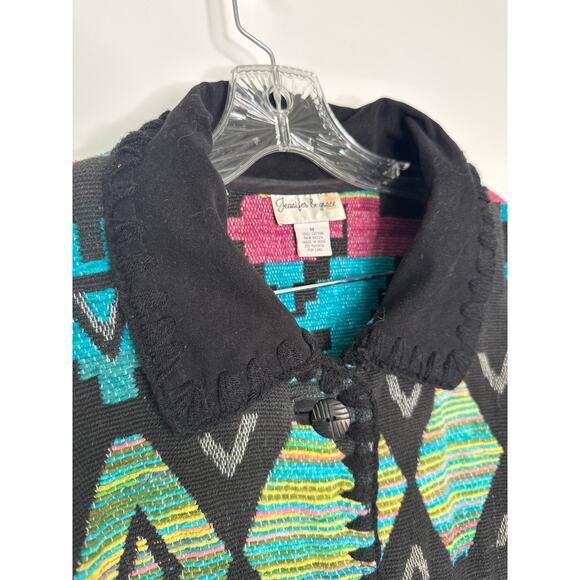 Vintage Jennifer & Grace Southwestern Aztec Woven Cotton Jacket Size Medium - Picture 16 of 16